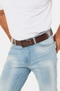 725232 - Ceinture en cuir, véritable cuir pleine fleur, boucle métallique