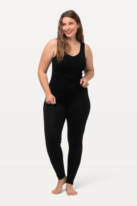[485548100-44+] 485548 - Legging coupe Skinny, taille élastique, label OEKO-TEX (noir, 44/46)
