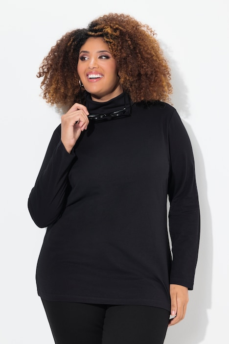 [646813100-44+] 646813 - T-shirt coupe Slim Fit, manches longues et col roulé (noir, 44/46)