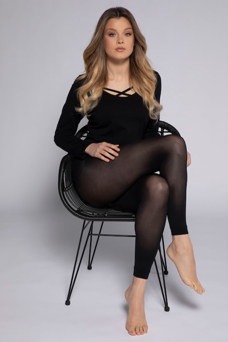 [659026130-46+] 659026 - Legging-collant à coutures plates, 60 deniers (noir, 46/48)