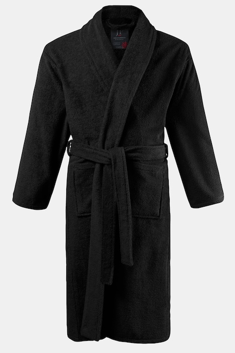 [702388130-3XL] 702388 - Peignoir en tissu éponge, col châle, collection Homewear - jusqu'au 8 XL (noir, 3XL)