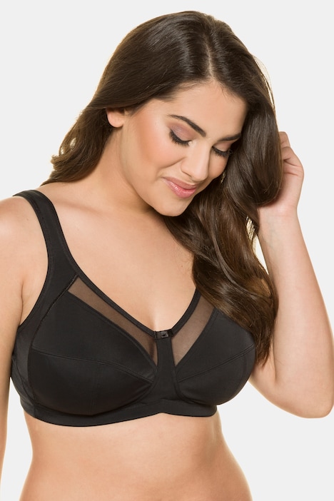 [715577100-100C] 715577 - Soutien-gorge de maintien Kelly, bordure en tulle, sans armatures, bonnet H (noir, 100C)