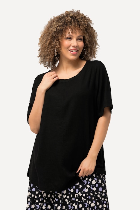 [829838100-44+] 829838 - Blouse en lin mélangé (noir, 44/46)