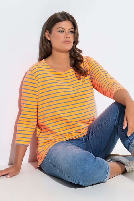 [836600664-42+] 836600 - T-shirt rayé (orange fluo, 42/44)