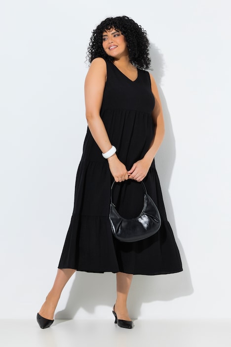 [839135100-44] 839135 - Robe maxi à volants (noir, 44)