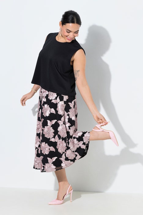 [848160100-44+] 848160 - Jupe midi (noir, 44/46)