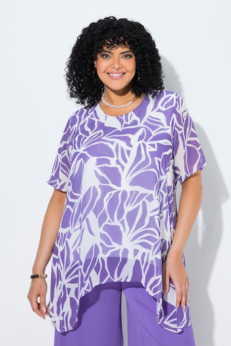 [849019830-44+] 849019 - Blouse en mousseline (violet, 44/46)