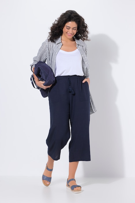 [849536130-44+] 849536 - Pantalon Rose en lin mélangé (marine, 44/46)