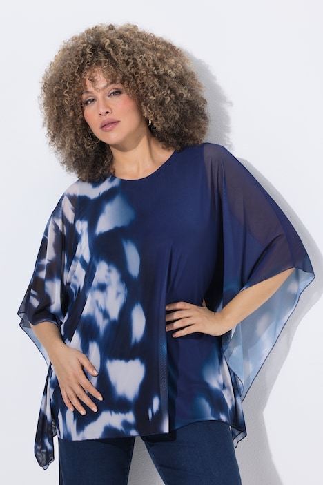 [850508740-44+] 850508 - Blouse en tulle (bleu encre, 44/46)
