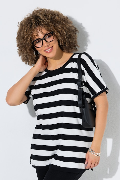 [850522100-44+] 850522 - T-shirt rayé (noir, 44/46)