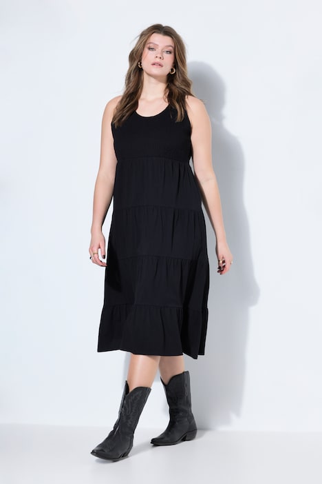 [850789100-44+] 850789 - Robe longue en jersey (noir multicolore, 44/46)