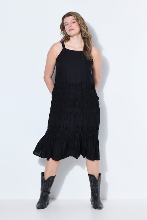 [851500100-44+] 851500 - Robe midi (noir multicolore, 44/46)