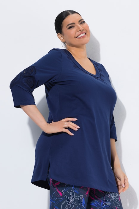 [851924740-44+] 851924 - T-shirt long (bleu encre, 44/46)