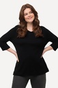 749141 - T-shirt, jersey bord-côte. Col en V et manches 3/4. Coton bio