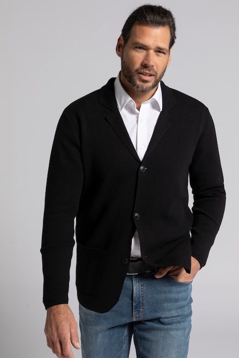 [782666130-3XL] 782666 - Veston en maille  Milano, avec technologie FLEXNAMIC® et col à revers -jusqu'au 8 XL (noir, 3XL)
