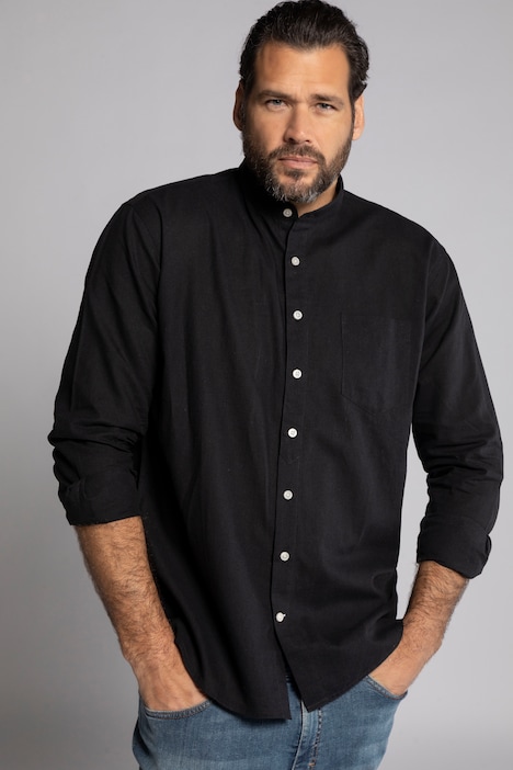 790394 - Chemise en lin mélangé JP 1880, manches longues et col officier, coupe Modern Fit - jusqu'au 8 XL