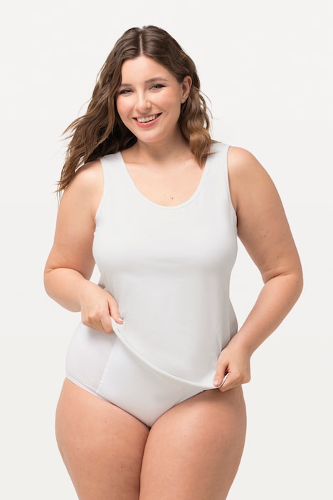 [790812200-44+] 790812 - Maillot de corps sculptant, larges bretelles et décolleté rond (blanc neige, 44/46)