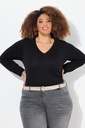791606 - Pull col en V, manches longues, maille fine et douce