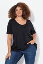 796473 - T-shirt en modal. Plis fantaisie, col rond et manches courtes. Coupe évasée