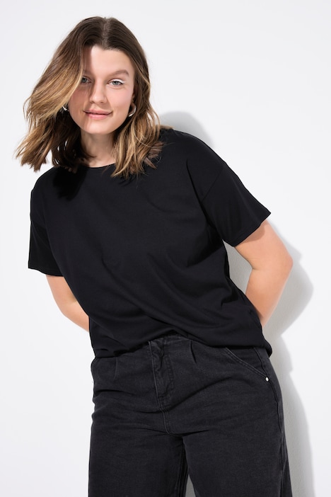 [724899100-44+] 724899 - T-shirt Basic, coupe relaxed à épaules basses (noir, 44/46)
