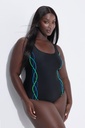747874 - Maillot de bain sans bonnets souples, bande sous la poitrine et passepoils