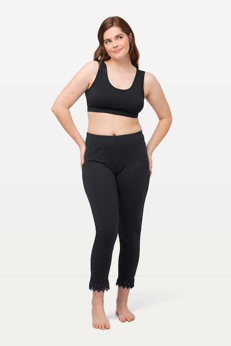 747979 - Legging 7/8. Bas de jambe en dentelle. Coton bio