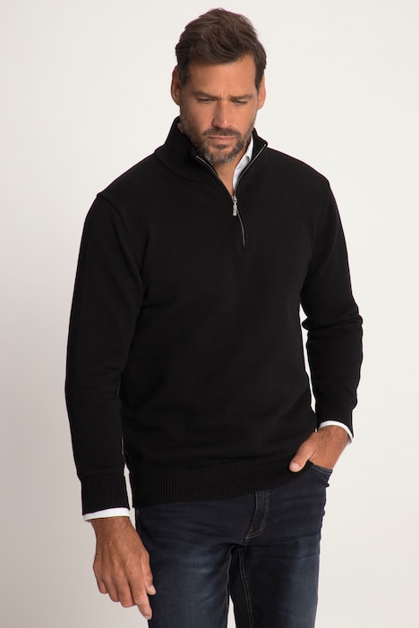 [716842130-4XL] 716842 - Pull camionneur en maille  à col montant, manches longues et fermeture Éclair. (noir, 4XL)