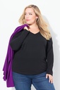719505 - T-shirt Coupe Slim Fit, décolleté en V et manches longues