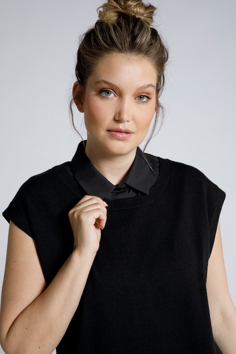 808920 - Faux col chemisier, patte de boutonnage, à porter en dessous d'un haut