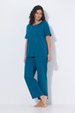 812444 - Pyjama, col tunisien, passepoil en satin, manches 3/4
