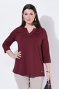 823426 - T-shirt col en V avec découpes, manches 3/4 - silhouette en A