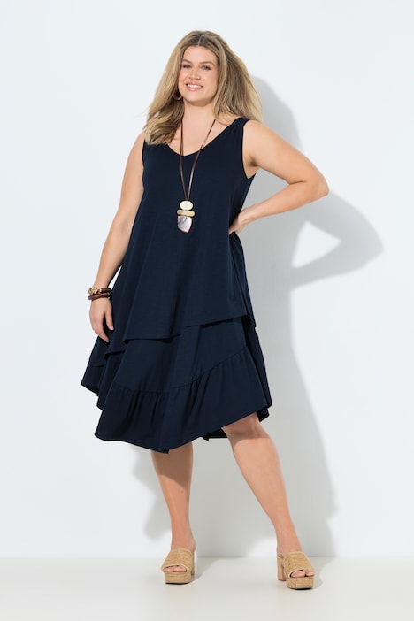 [849806130-44+] 849806 - Robe midi en jersey (marine, 44/46)