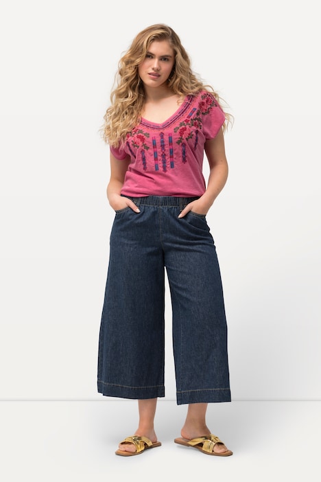 [829645902-60] 829645 - Jupe-culotte en lin mélangé. Effet denim (60)