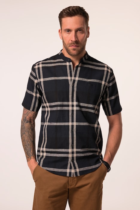 837837 - Chemise à carreaux en lin mélangé