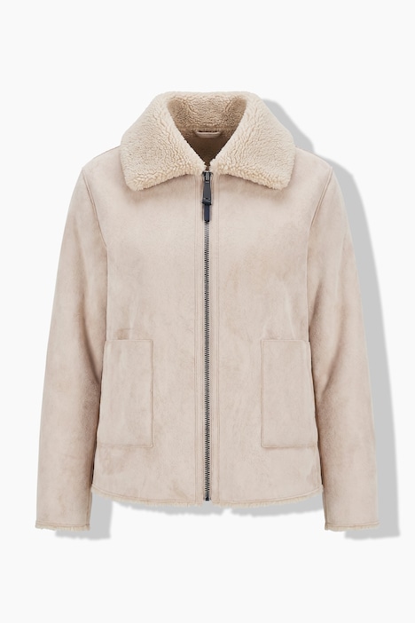 851823 - Veste réversible en polaire bouclée et cuir synthétique