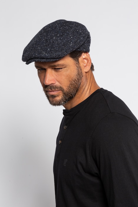 [724621730-L] 724621 - Casquette en mélange de laine à motif chevrons (marine foncé, L)