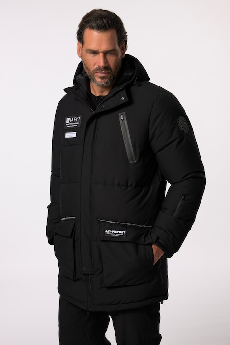 [748520100-3XL] 748520 - Parka technique à capuche, modèle coupe-vent et déperlant, rembourrage en duvet technique (noir, 3XL)