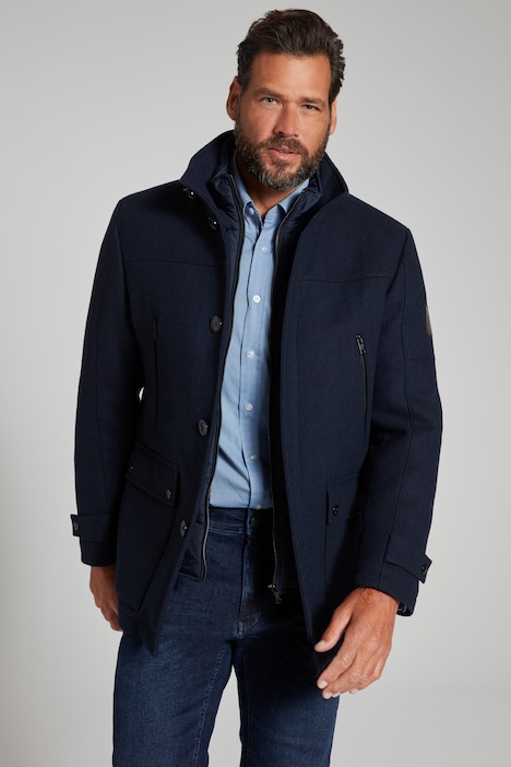 [795063730-3XL] 795063 - Veste en laine  mélangée déperlante avec empiècement à chevrons et col montant (3XL)