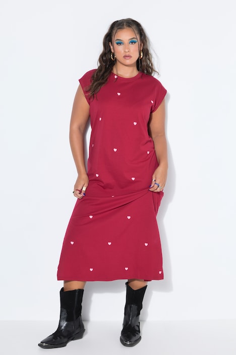 [851605540-44+] 851605 - Robe midi en jersey (rouge foncé, 44/46)
