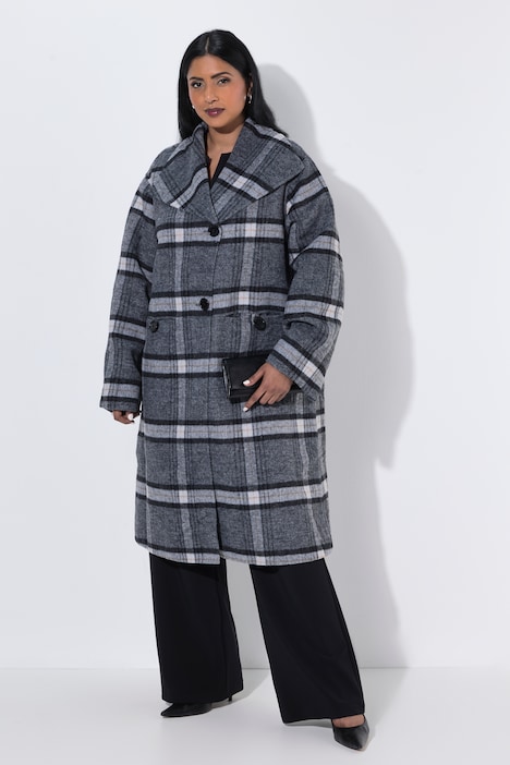 [855250123-44+] 855250 - Manteau en laine à carreaux (44/46)