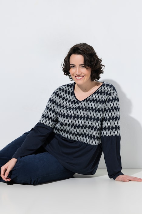 [855325130-44+] 855325 - T-shirt smocké (marine, 44/46)